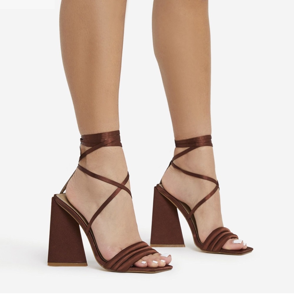 Satine Brown Padded Block Heels